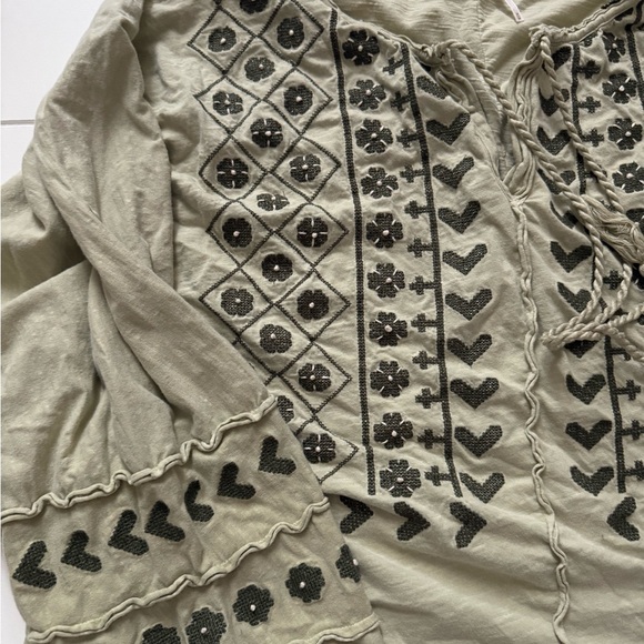 Free People Olive Embroidered Blouse - Picture 3 of 3